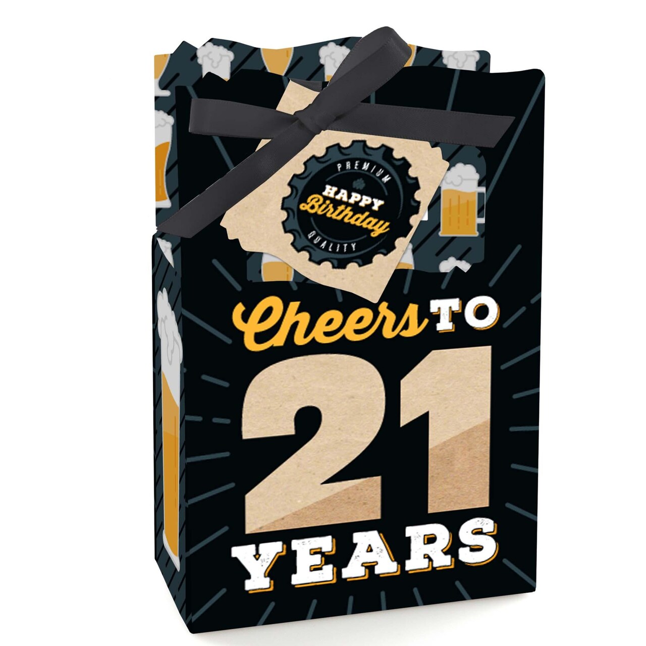 Big Dot of Happiness Cheers and Beers to 21 Years - 21st Birthday Party  Favor Boxes - Set of 12